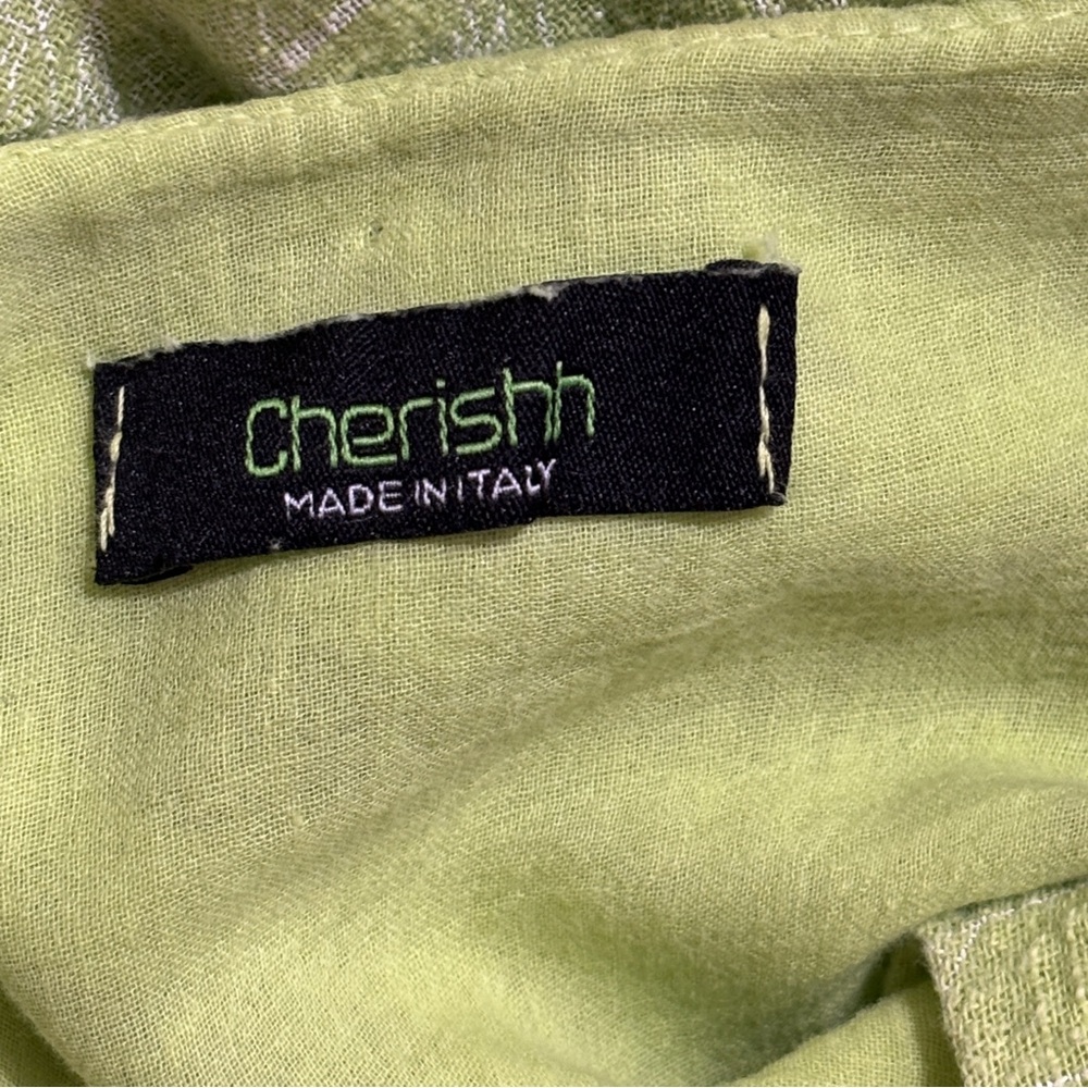 100% Cotton Cherishh Made in Italy Size Medium tank Dress With Tiered Hem Green - Picture 4 of 9